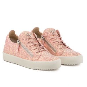 Giuseppe Zanotti Women’s Pink Sparkle May London Low Top Glitter Sneakers 39.5